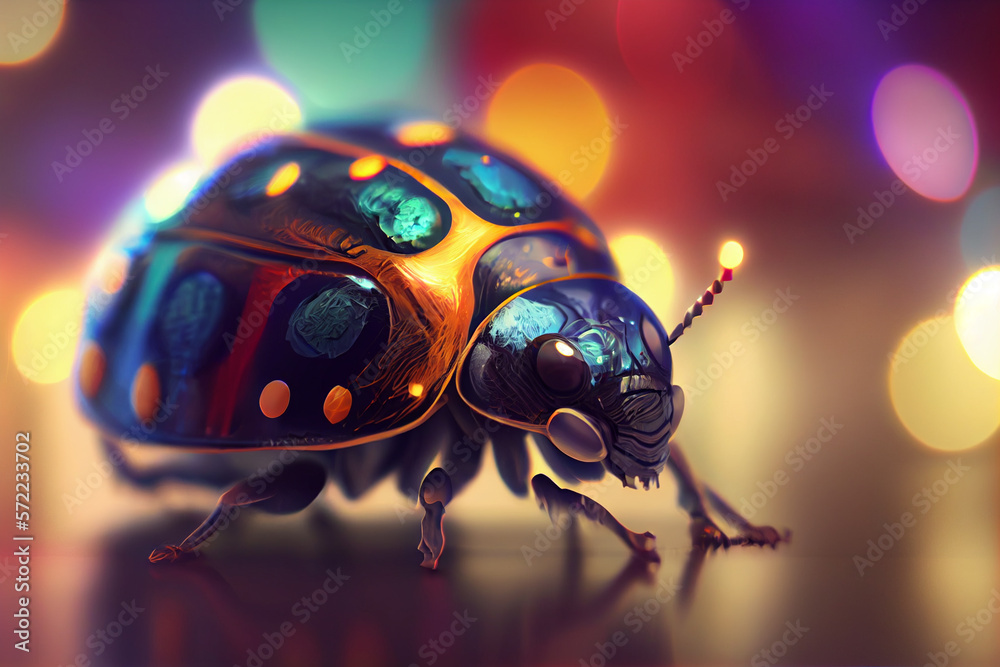 Aufkleber Beautiful abstract bug on a bright bokeh background