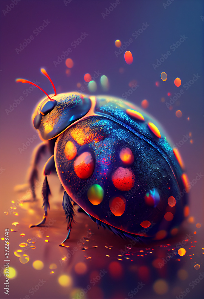 Aufkleber Beautiful abstract bug on a bright bokeh background