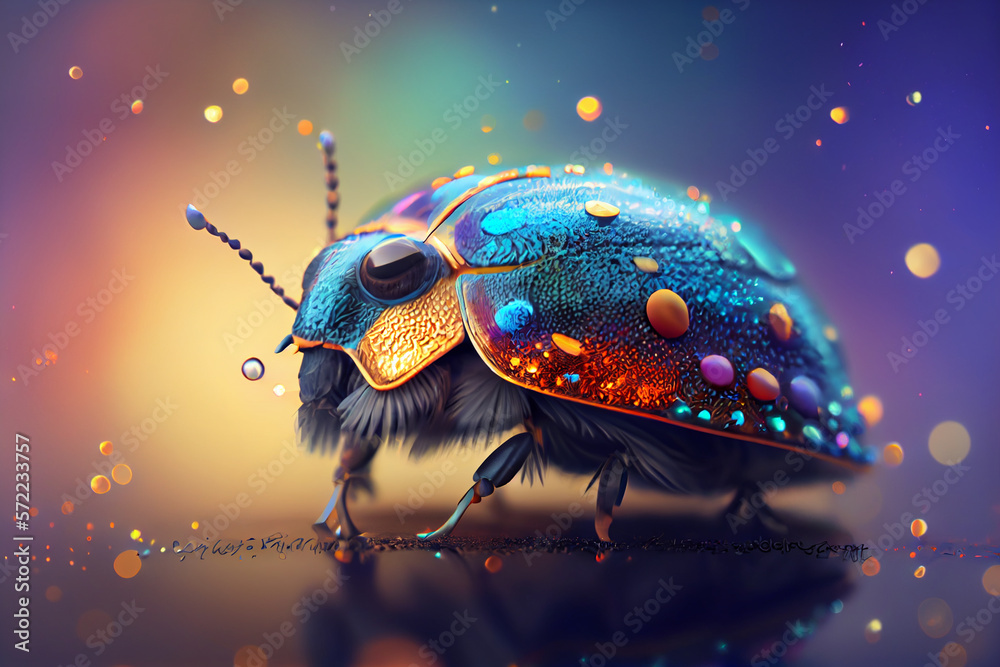 Aufkleber Beautiful abstract bug on a bright bokeh background