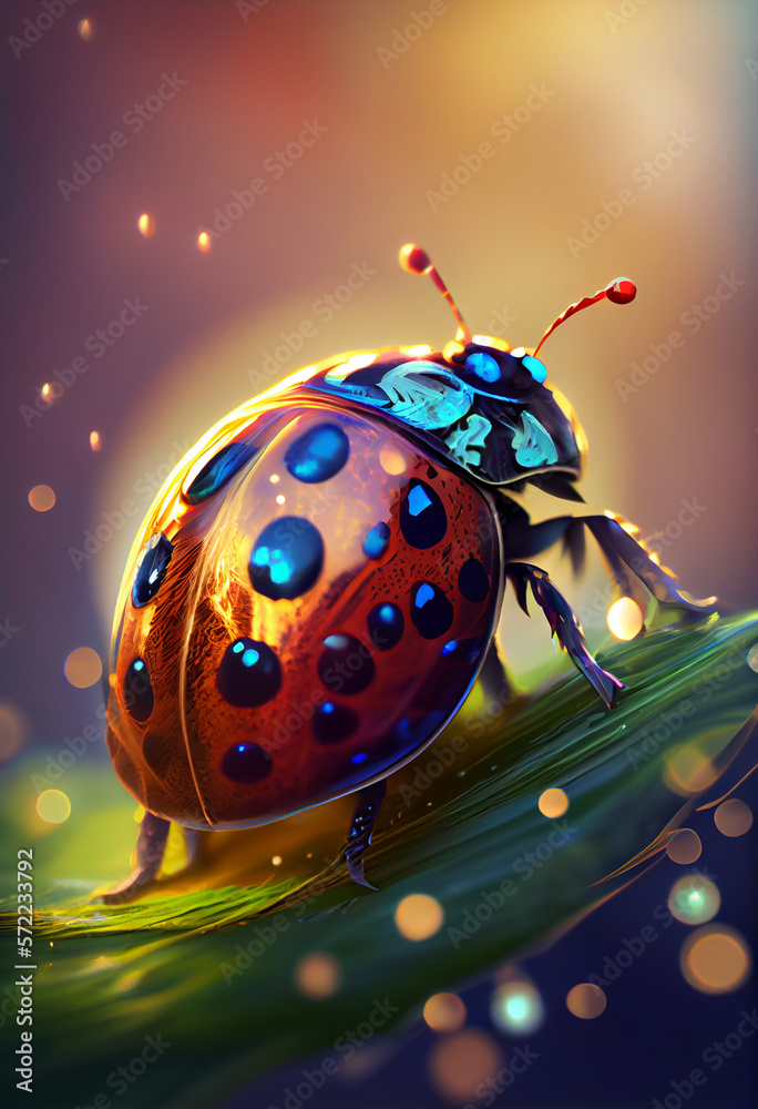 Aufkleber Beautiful abstract bug on a bright bokeh background