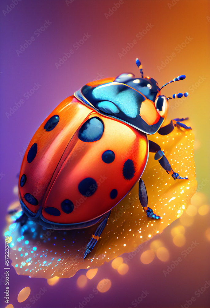 Aufkleber Beautiful abstract bug on a bright bokeh background