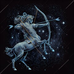 Zodiac sign Sagittarius, starry night, highly detailed, dark smooth background AI Generated - obrazy, fototapety, plakaty