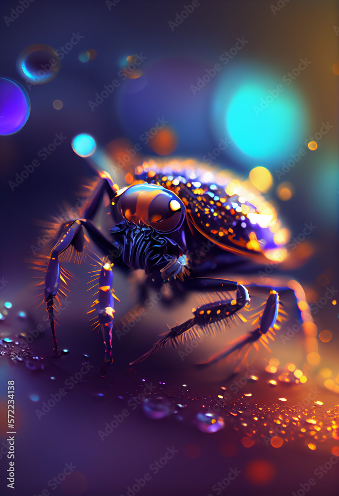 Aufkleber Beautiful abstract bug on a bright bokeh background