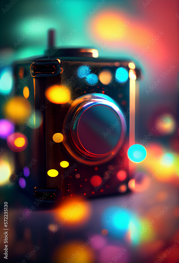 Aufkleber Beautiful abstract camera lens on a bright bokeh background