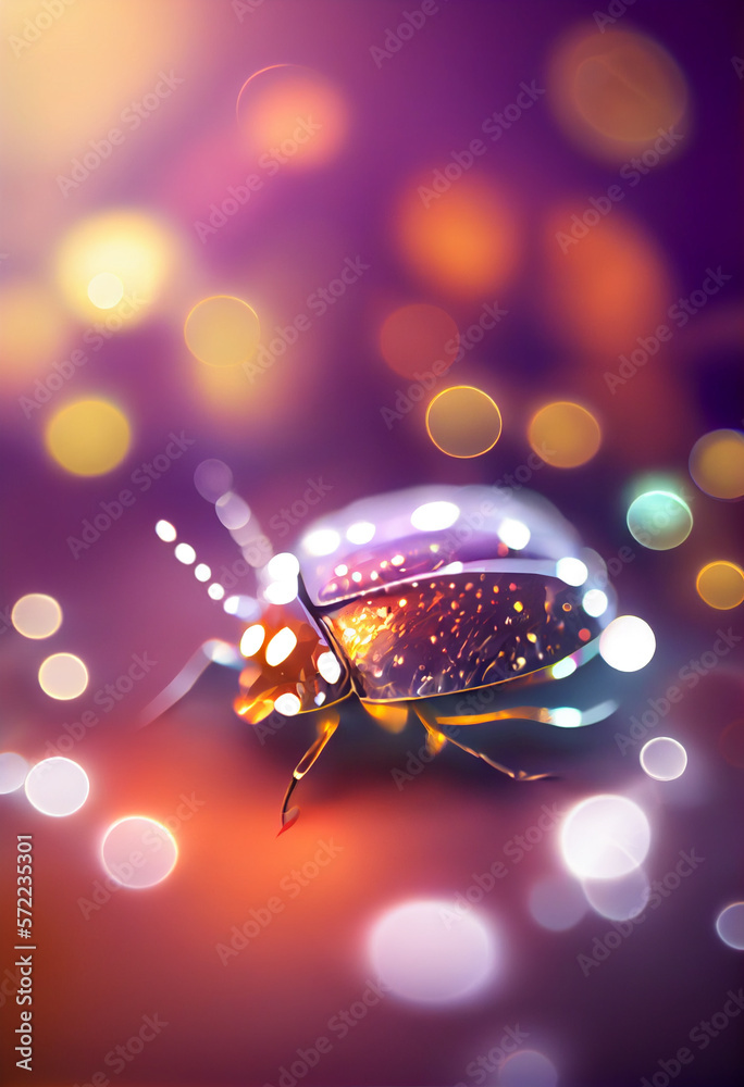 Aufkleber Beautiful abstract bug on a bright bokeh background