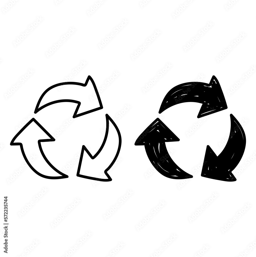 Poster Illustration of Hand drawn Sketch recycle icon symbol isolated on white background