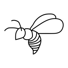 Bee line art clipart, Linear of doodle bees Vector illustration isolated on white background. Simple hand drawn design elements.