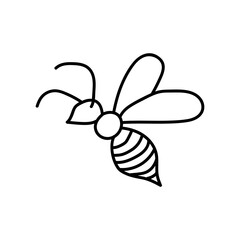 Bee line art clipart, Linear of doodle bees Vector illustration isolated on white background. Simple hand drawn design elements.