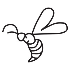 Bee line art clipart, Linear of doodle bees Vector illustration isolated on white background. Simple hand drawn design elements.