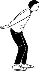 背中に背負うポーズの線画