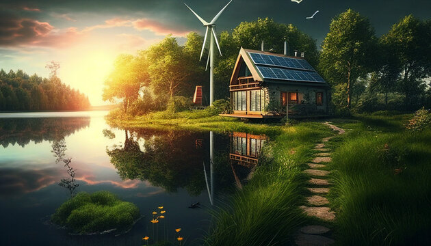 green house on the lake