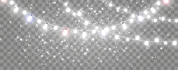 Vector illustration of a light garland on a transparent background.	