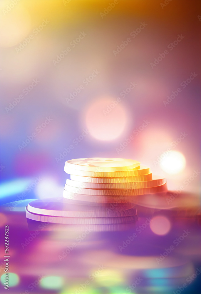 Aufkleber beautiful abstract coin on a bright bokeh background
