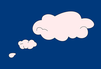 Speech bubble clouds on a navy background (left) 