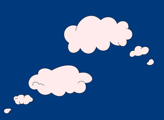 Set of two speech bubble clouds on a navy background