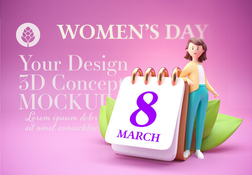 Woman with Calendar. Concept Mockup