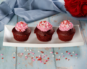 delicious red velvet cupcakes with cream cheese frosting
