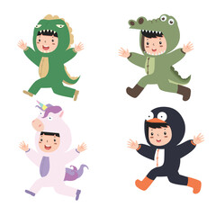 little kid characters in Animals costumes set