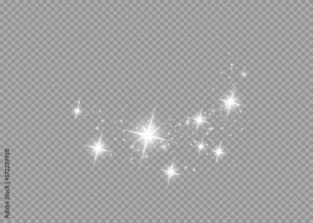 Poster sparkling magic dust particles bokeh on transparent background