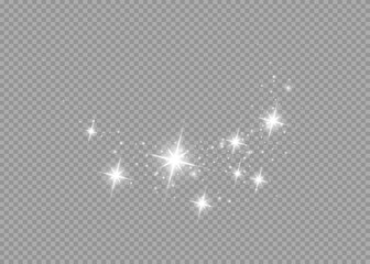 Sparkling magic dust particles bokeh on transparent background