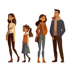Set einer Familie. Junge und alte Menschen. Illustration. Transparenter Hintergrund. Editierbar.