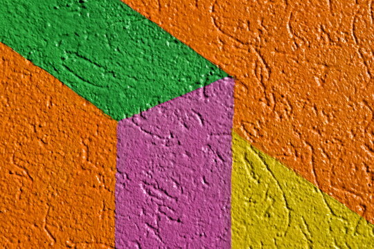 Multi-colored textured wall geometric pattern