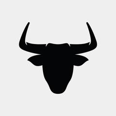 Silhouette head cow or bull logo design. Creative steak, meat or milk icon symbol.