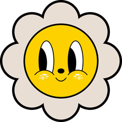 Groovy Flower Cartoon Vector