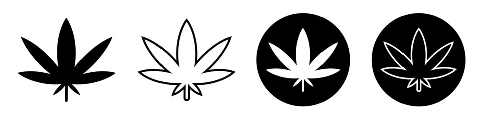 Set of vector icon medicine cannabis on white background. Marijuana or marihuana simple illustration.