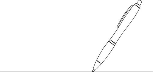 continuous single line drawing of ballpoint pen, line art vector illustration