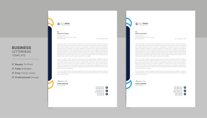 Creative letterhead format template, business style letterhead design template. Company letterhead template designs. Letterhead, flyer template.