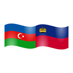 National flags of Azerbaijan and Liechtenstein