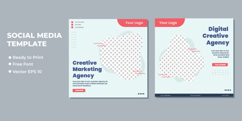 Editable minimal square banner template. Suitable for social media post and web internet ads. Vector illustration with photo college