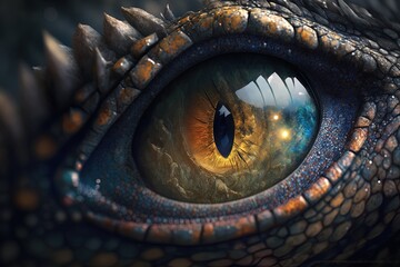 Naklejka premium Fantasy Dragon's Eye Generative AI