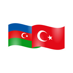 National flags of Azerbaijan and Turkey