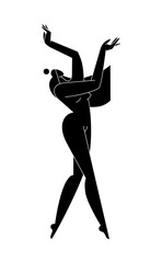 Contemporary female body vector illustration. Nude woman silhouette, abstract pose, feminine figure, modern graphic design. Beauty, self love, body care concept for logo, branding. Minimalism fine art - 572245797