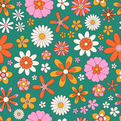 Retro flower seamless pattern background illustration vector design