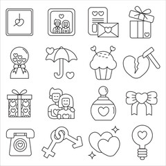 Love and valentine icon set vector illustration. Suitable for sticker pack, graphic design elements, logo and mobile application element graphic