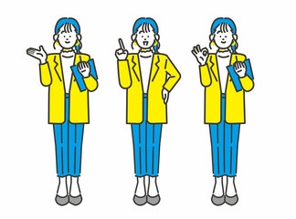 案内する女性 全身 イメージイラスト素材
