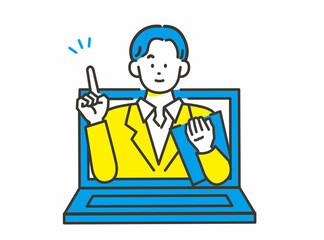 オンラインで接客をする男性 イメージ素材