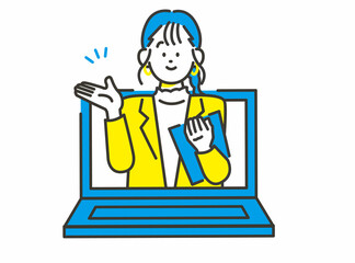 オンラインで接客をする女性 イメージ素材
