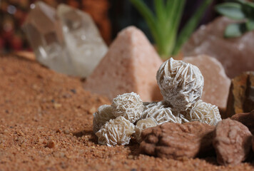Desert Rose Rocks With Quartz Crystals on Australian Red Sand