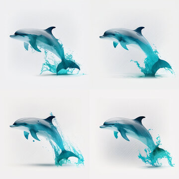 dolphin jumping out of the water logo set of pictures