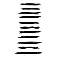 Set of handmane lines, brush lines, underlines. Hand drawn collection of doodles. Isolated on a white background. EPS Vector Illustration