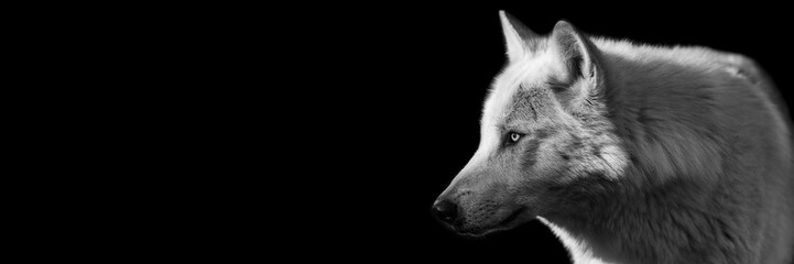 Template of a black wolf with a black background