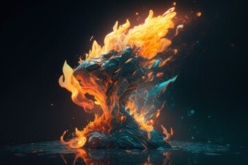 Background with fire and flames, Generative AI