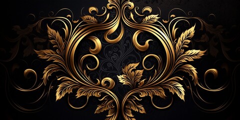 Royal Luxury Black And Gold Ornament Texture Background