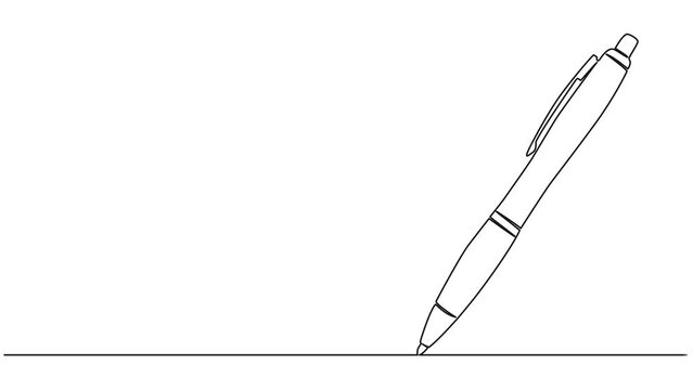 animated single line drawing of ballpoint pen, line art animation