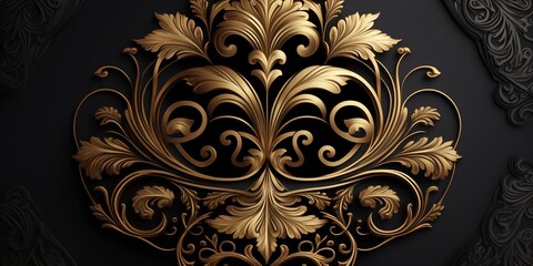 Royal Luxury Black And Gold Ornament Texture Background