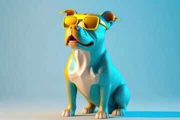 Cute pit bull in 3D cartoon style, Generative AI